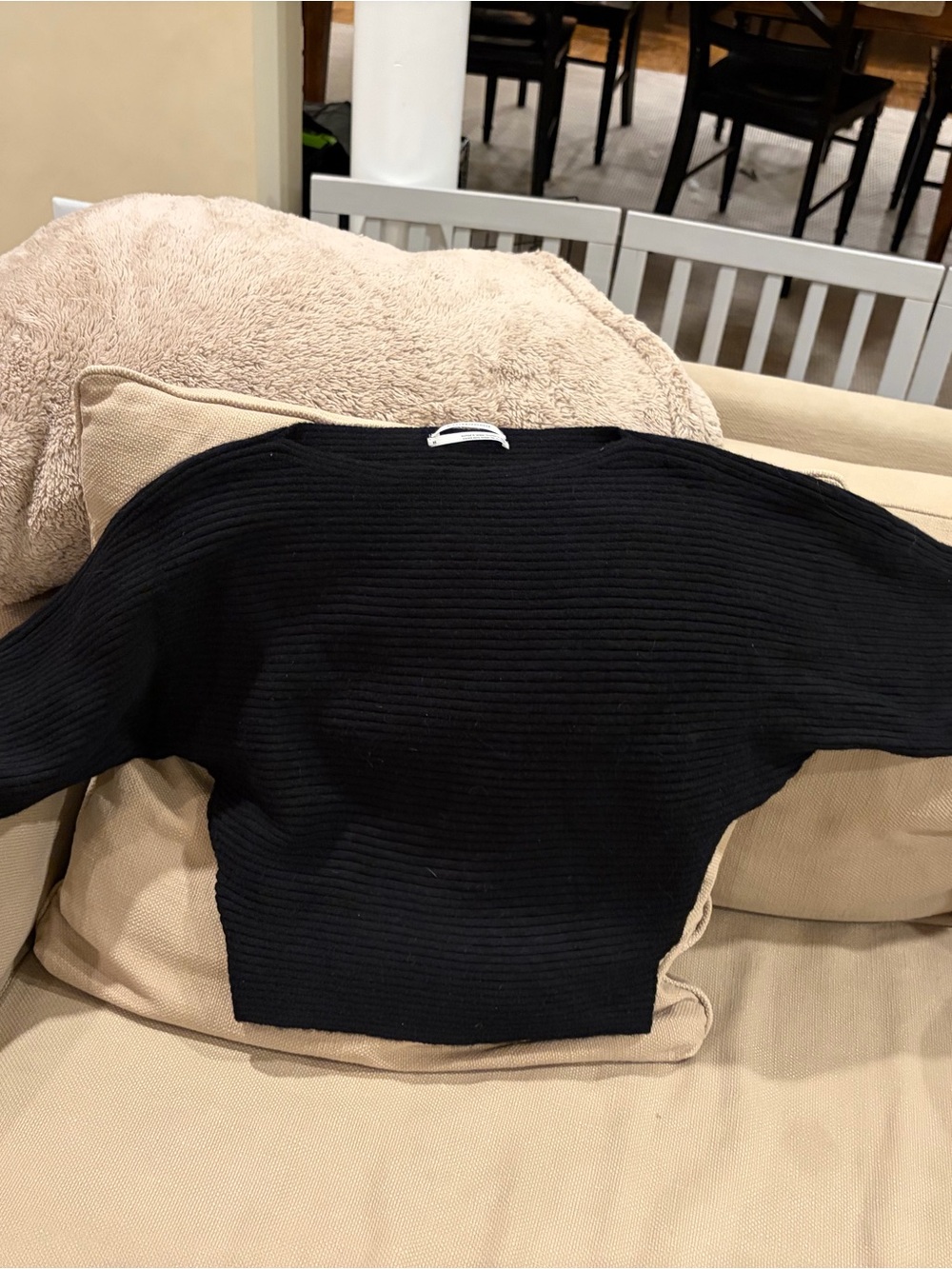 Anthropologie Black Ribbed Scoop-Neck Sweater